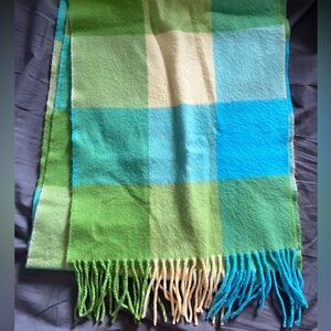 Cashmere plaid scarf - yellow, green, blue
